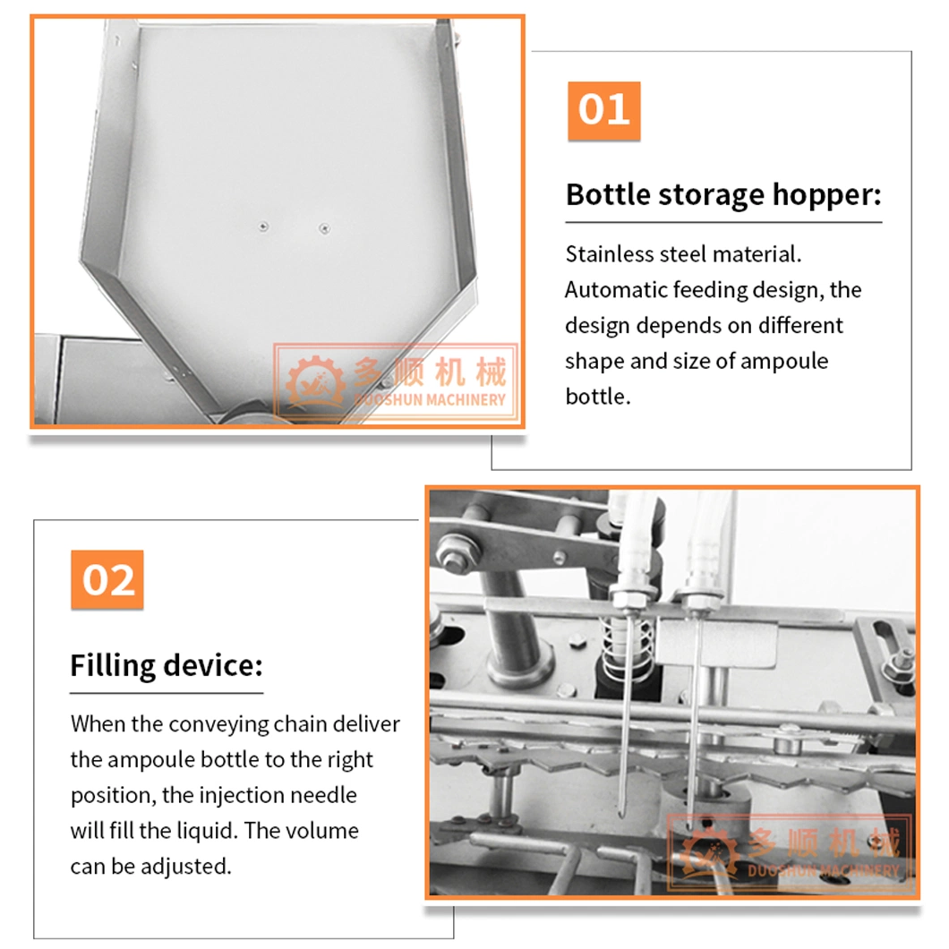 Custom Mini Automatic Bottle Glass Ampoule Filling and Sealing Machine